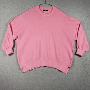 Lillusory‎ Pink Ribbed Knit Oversized Sweater L 50% Viscose Soft Academia Cozy L